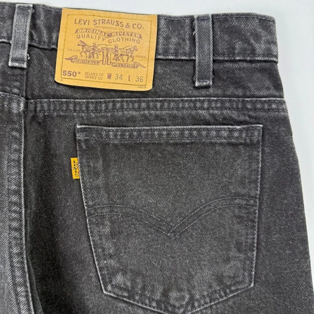 Levi’s Orange Tab 550 Vintage Black Jeans Relaxed Fit Size 34x36